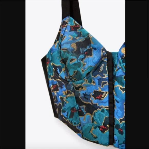 Zara JACQUARD BUSTIER nwt Size L - Picture 3 of 8